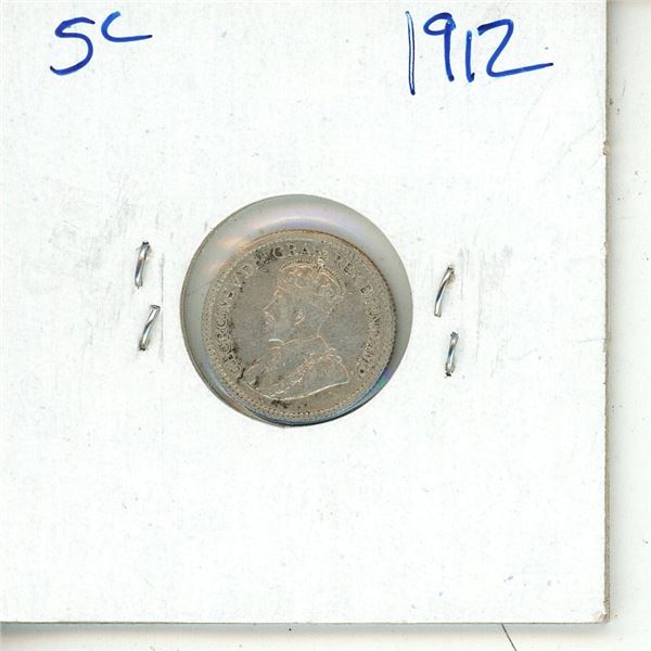1912 CDN SILVER 5 CENT VF-XF