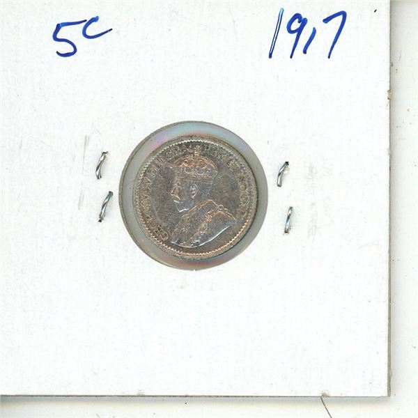 1917 CDN SILVER 5 CENT VF-XF