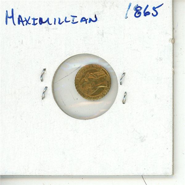 1865 RS MEXICO GOLD Emperor MAXIMILLIANO  Wedding Token Unc