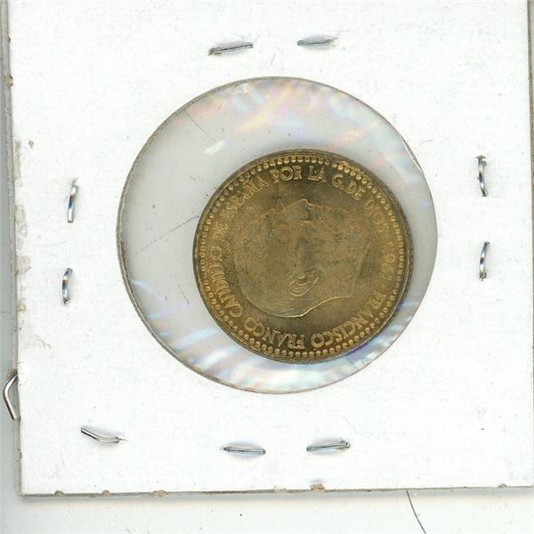 Spain 1 Peseta - Francisco Franco 1st portrait Coin  1946 - 1963 UNC
