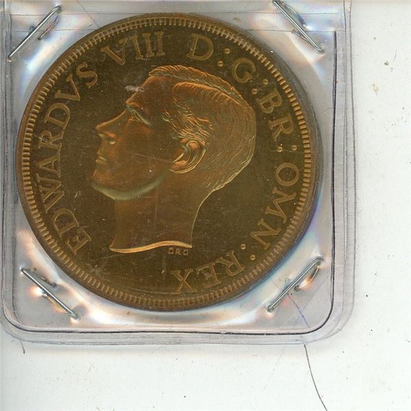 1937 – Southern Rhodesia, Edward VIII, Goldine Patina Crown. BU