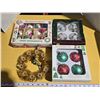 Image 1 : Vintage Christmas glass tree ornaments & mini wreath