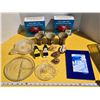 Image 1 : Assorted collectibles - serving dishes, floating LED solar lights, salt n pepper shakers, etc.