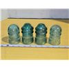 Image 1 : 4 Green glass insulators