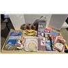 Image 1 : Collection of sewing/knitting items - Patterns, crochet books, yarn, scissors, etc.
