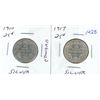 Image 1 : 1910 & 1917 Canadian Silver 25 Cent Coins
