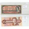 Image 1 : 1954 & 1986 Canadian 1 Dollar Bills