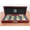 Image 1 : 8 Coin Set of Legendary Shipwrecks, Gold Crown Collection, in Red Wooden Box - Made by Bradford Exch