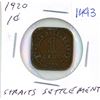 Image 1 : 1920 Cent Coin, Straits Settlement Coin