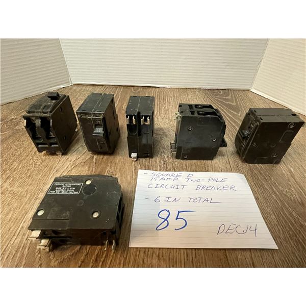 square D - 15 amp 2-pole circuit breaker - 6" total