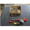 Image 1 : box of sockets+ screw drivers and tape measures