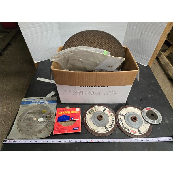 Box of grinding wheels, etc.