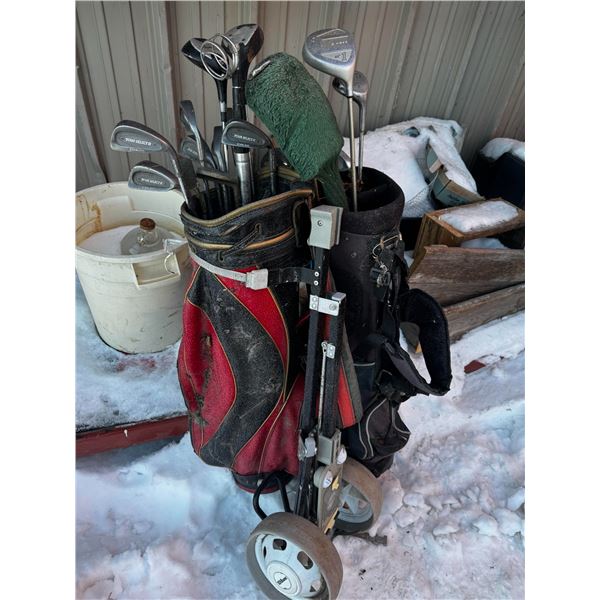 Golf clubs with bag.