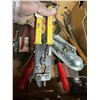 Image 7 : Box of assorted tools and trailer hitches.