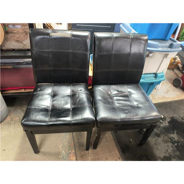 2 pleather chairs - some damage as-is
