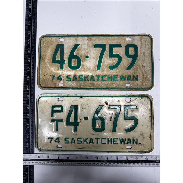 1974 Saskatchewan Licence Plate.
