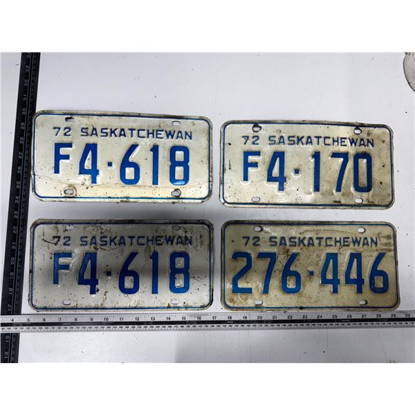 1972 Saskatchewan Licence Plate. (One is in Pair)