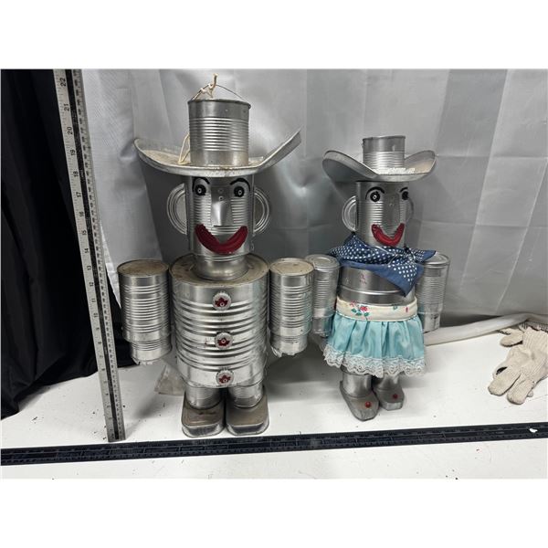 Tin Can Art Man and Women Sculpture.