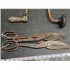 Image 4 : Pair of tin snips and hand crank drill