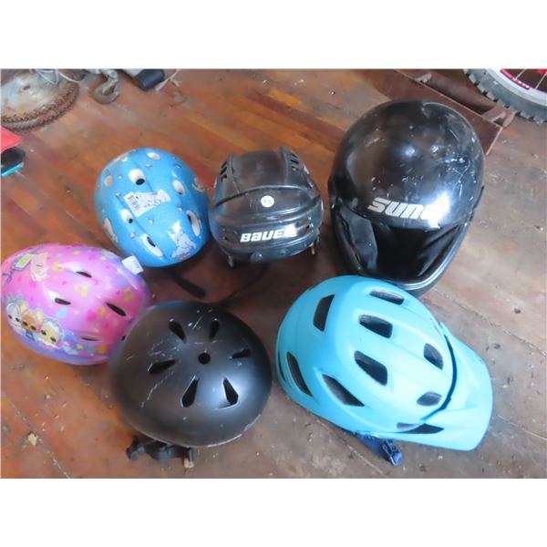 lot of helmets