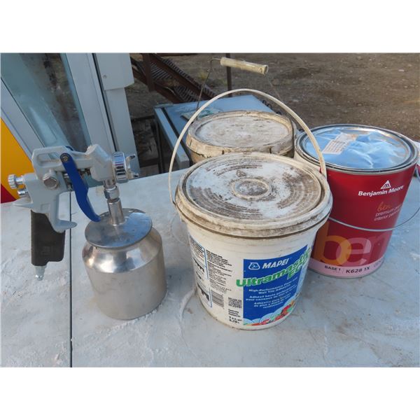 sprayer and adhesive and paint
