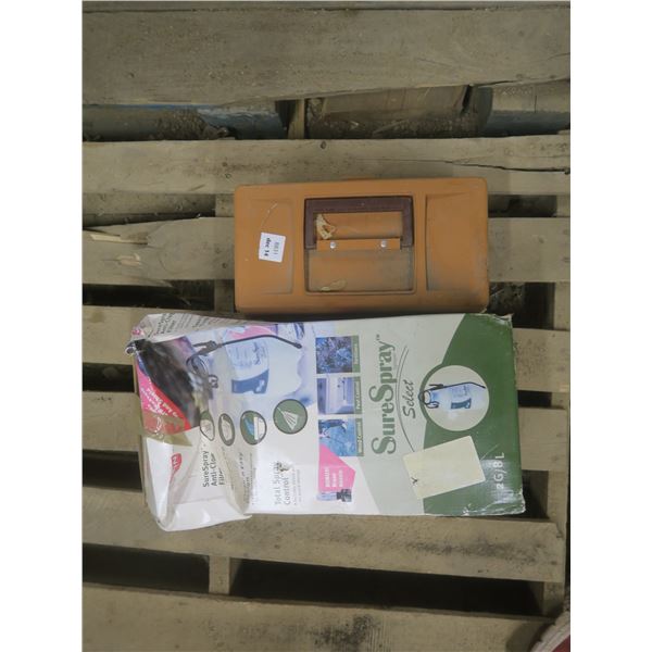 tacklebox and hand sprayer