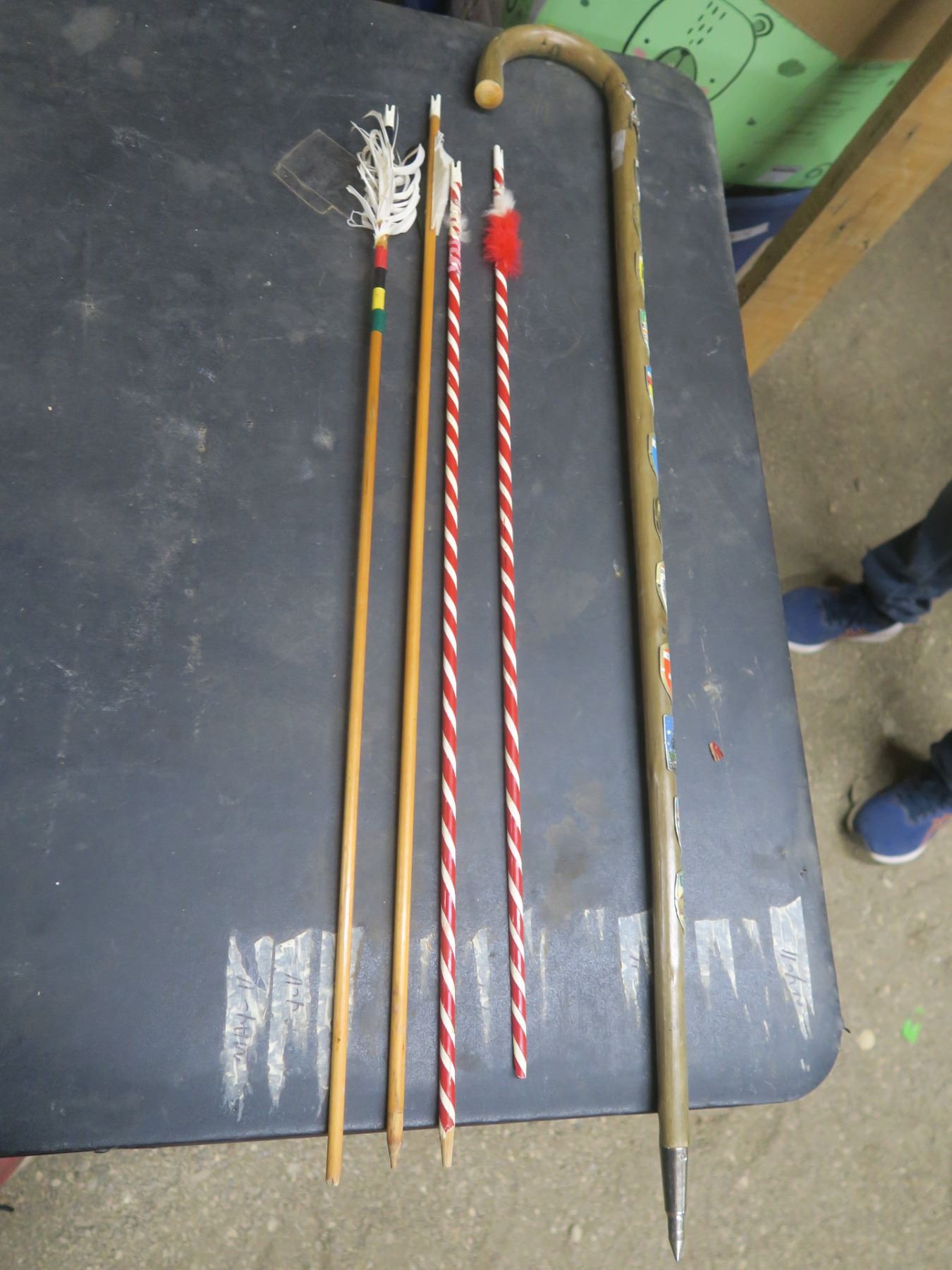 Cane Reed Arrows cane and 4 homemade arrows - Schmalz Auctions