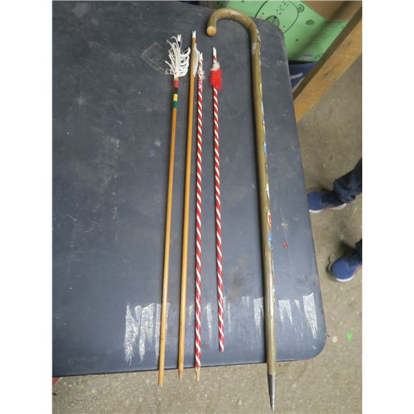 cane and 4 homemade arrows