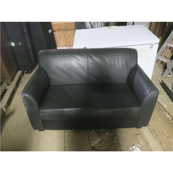 black leather love seat