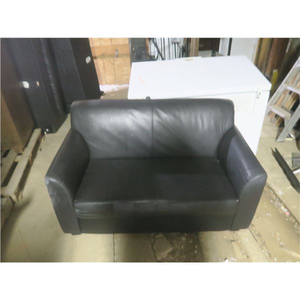 black leather love seat