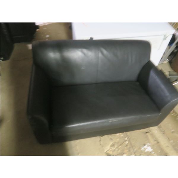 black leather love seat