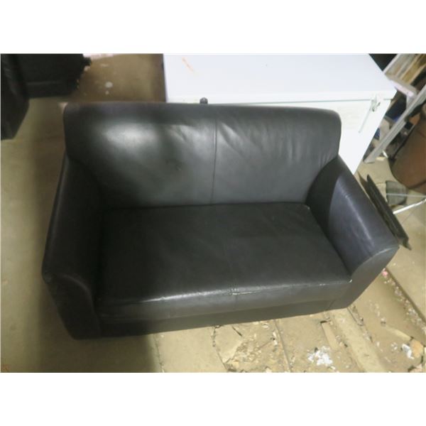 black leather love seat