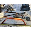 Image 1 : garden shears, ice scraper, 2½ft saw, level and cast hook