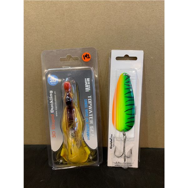 Lot of 2 Fishing Lures - 3d Stupid Duck & 1 OZ Spoon