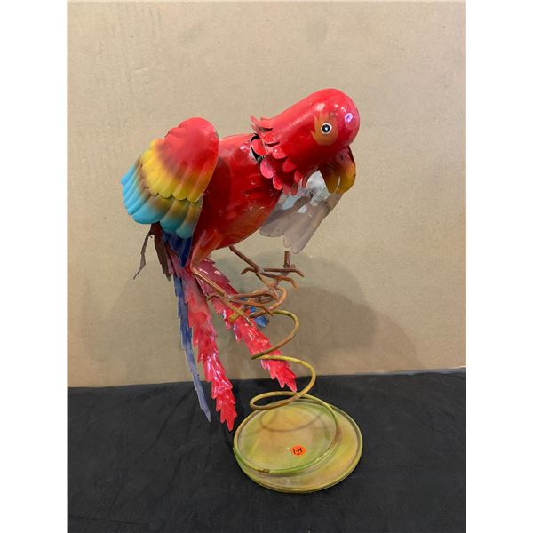 Metal Parrot Sculpture On Spring
