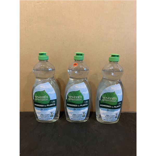 Lot of 3 - Seventh Generation 0 Fragrance Dish Soap
