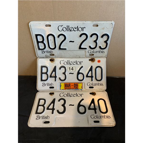 Lot of 3 Collector British Columbia Car License Plates