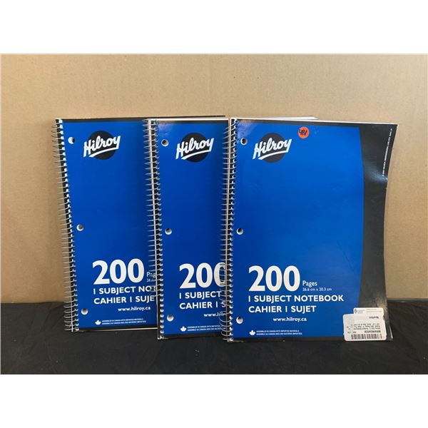 Lot of 3 Hilroy 200 Page Subject Notebooks