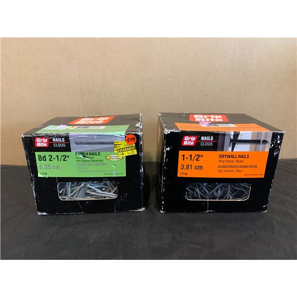 2 Boxes Of Nails - 2-1/2 Finish & 1-1/2 Drywall Nails