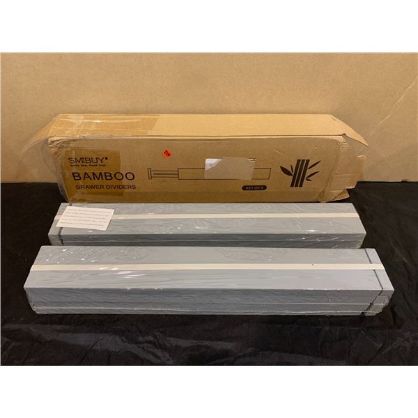 Bamboo Drawer Dividers - Set of 8 - 17in to 22in