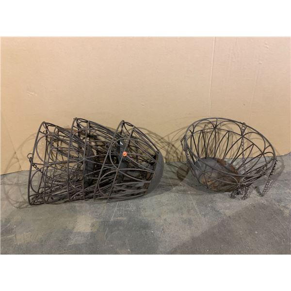 Lot of 4 Vintage Metal Hanger Planter Basket