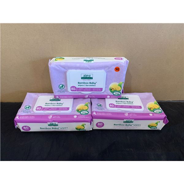 Lot of 3 80 Packs (240) Bamboo Baby Wipes