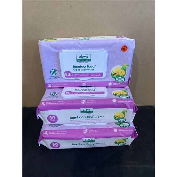 Lot of 3 80 Packs (240) Bamboo Baby Wipes