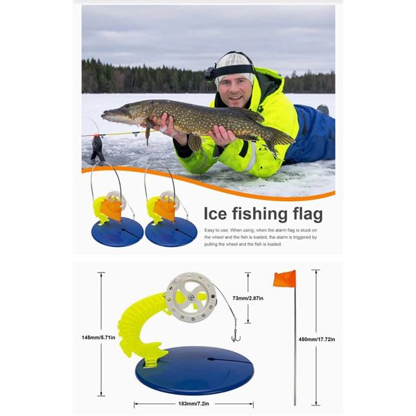 2 PCS Ice Fishing Tip-Up Detachanle Fishing Platform With Flag