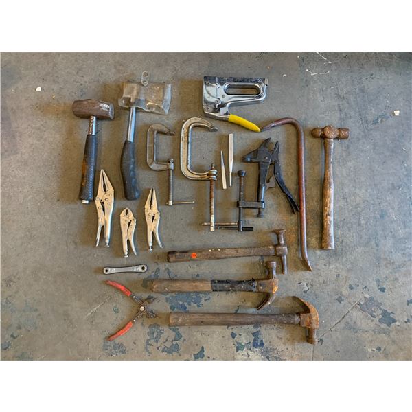 Lot of Vice Grips - C Clamps - Hammers - Hand Tools Etc