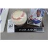 Image 1 : Hank Aaron Autographed Baseball and Trading Card Plaque