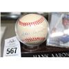 Image 2 : Hank Aaron Autographed Baseball and Trading Card Plaque