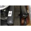 Image 2 : Black Leather Button Trim Side Chairs - Pair