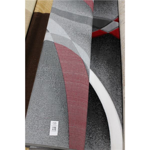 Black/Grey/Red/White Swirl Sculpted Area Rug - Approx. 6  X  8