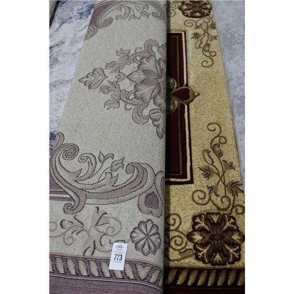 Maroon Trim Gold Area Rug - Approx. 6  X  8